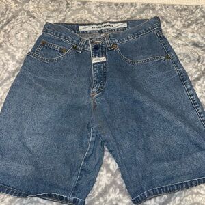 Vintage Blue Denim Midi Shorts